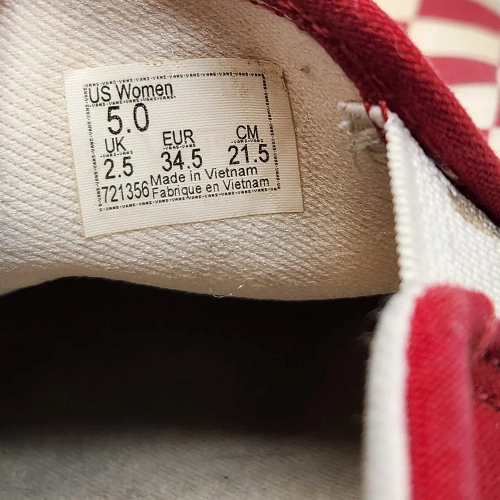 Vans Red and White Checkered Athletic Shoes - Picture 7 of 10